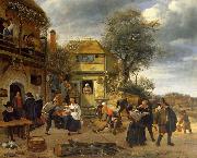 Jan Steen Peasants before an Inn oil painting reproduction